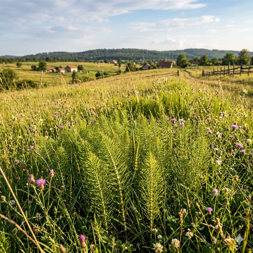 Preslica u prirodi — lekovita biljka uz potok